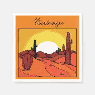 Serviette En Papier Coucher du soleil Thunder_Cove de cactus de déser