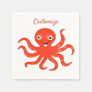 Serviette En Papier Coucou rouge souriant Octopus Thunder_Cove