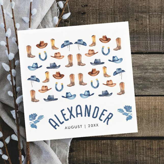 Serviette En Papier Couleur d'aquarelle bleu bleu pâle Premier Rodéo (Créateur téléchargé)