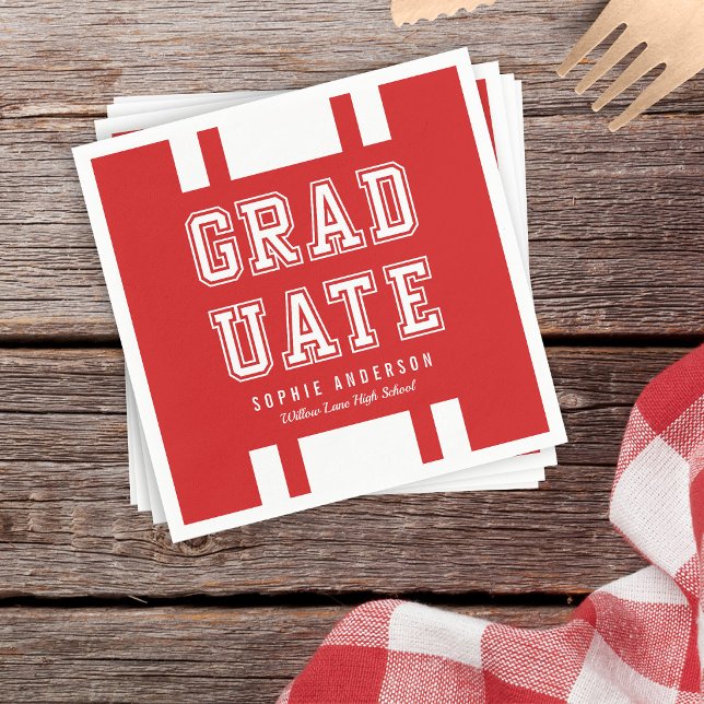 Serviette En Papier Couleur de fond modifiable Diplômé Varsity (Créateur téléchargé)