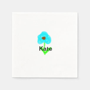 Serviette En Papier Couleur d'eau bleu vert ajouter votre nom texte pe