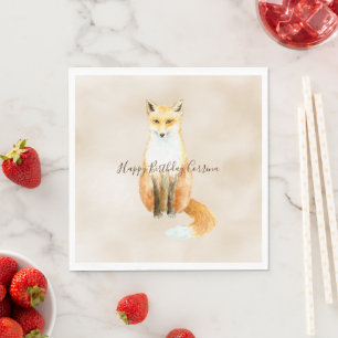 Serviette En Papier Couleur d'eau de la crème Renard orange          