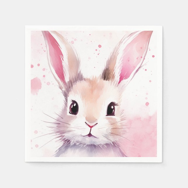 Serviette En Papier Couleur d'eau douce Bunny rose (Devant)