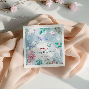 Serviette En Papier Couleur d'eau douce sous le Baby shower marin