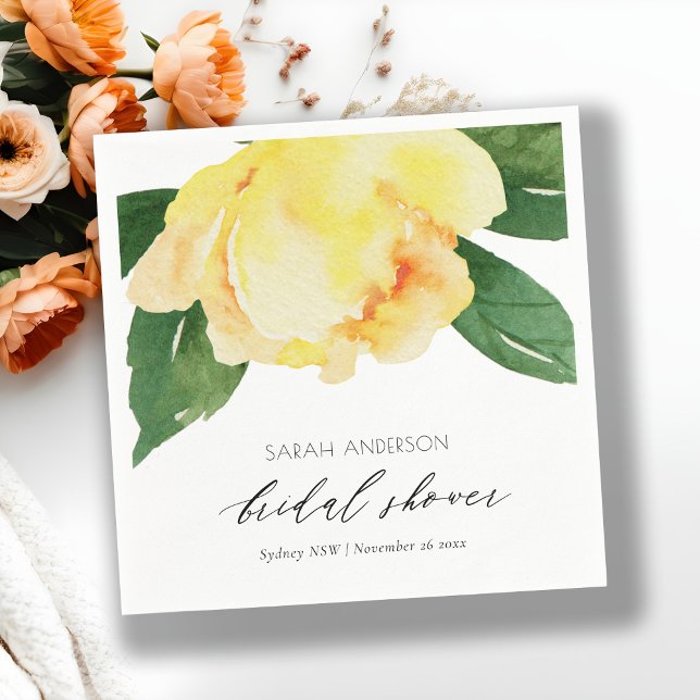 SERVIETTE EN PAPIER COULEUR D'EAU JAUNE CHÈRE FÊTE DES MARIÉES FLORALE (Créateur téléchargé)