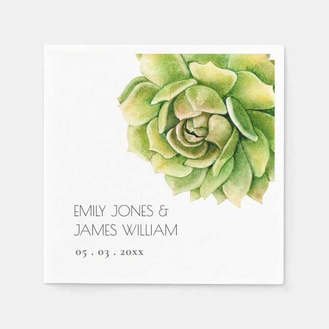 SERVIETTE EN PAPIER COULEUR D'EAU VERT VIBRANT SUCCULENT PERSONNALISÉ (Devant)