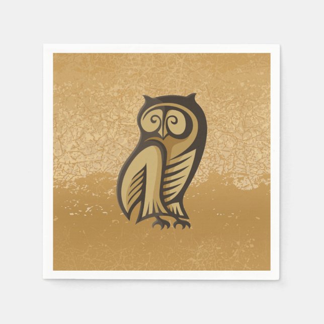 Serviette En Papier Couleur du symbole de hibou (Devant)