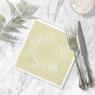 Serviette En Papier Couleur Eucalyptus Tones Wreath Jaune ID901