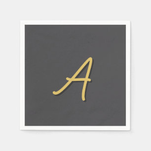 Serviette En Papier Couleur Or Gris Monogramme Professionnel