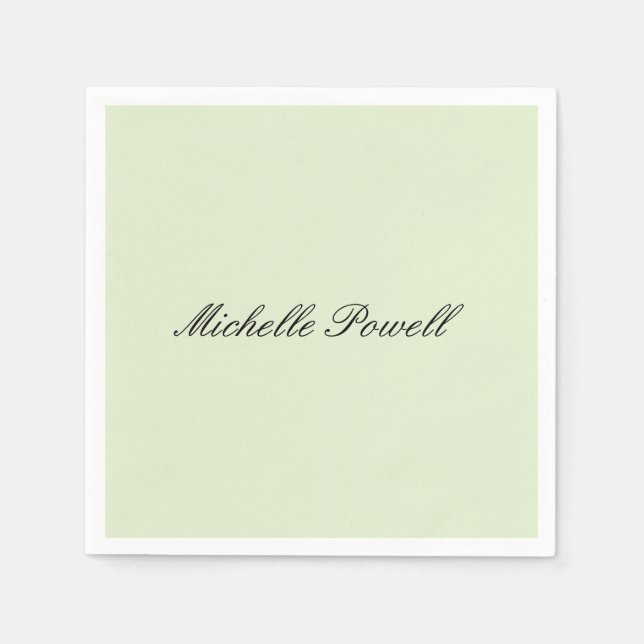 Serviette En Papier Couleur Pastel Clair Moderne Script Tendance (Devant)