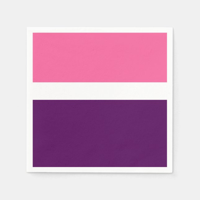 Serviette En Papier Couleur rose blanche violet bleu clair design bloc (Devant)