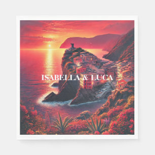 Serviette En Papier Couleur rouge et orange du soleil couchant italien