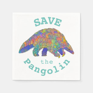 Serviette En Papier Couleur Sauver Pangolin Animal Vert En Danger