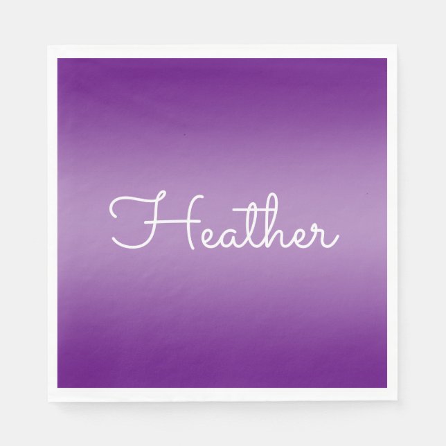 Serviette En Papier Couleur Violet Pourpre Modifiable & Écriture Blanc (Devant)