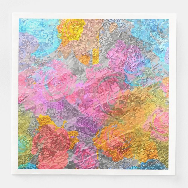 Serviette En Papier Couleurs Abstraites (Devant)