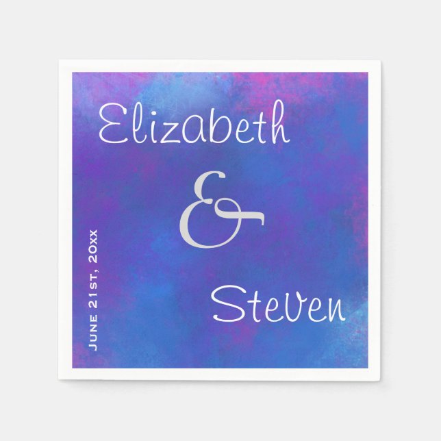 Serviette En Papier Couleurs Abstraites de rêve en rose violet et bleu (Devant)