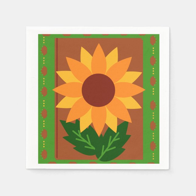Serviette En Papier Couleurs d'automne du tournesol (Devant)