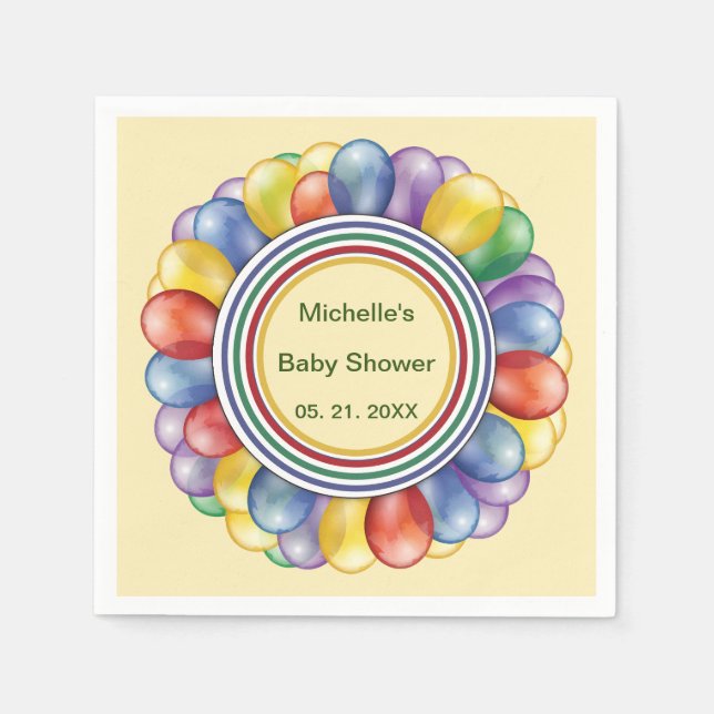 Serviette En Papier Couleurs de ballons multiples personnalisées (Devant)