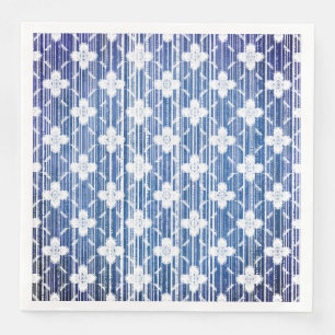 Serviette En Papier Couleurs de bleu blanc Ombre Motif à fleurs rayées