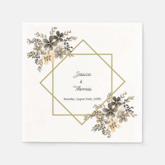 Serviette En Papier Couleurs de chute de cadre or Réception de mariage