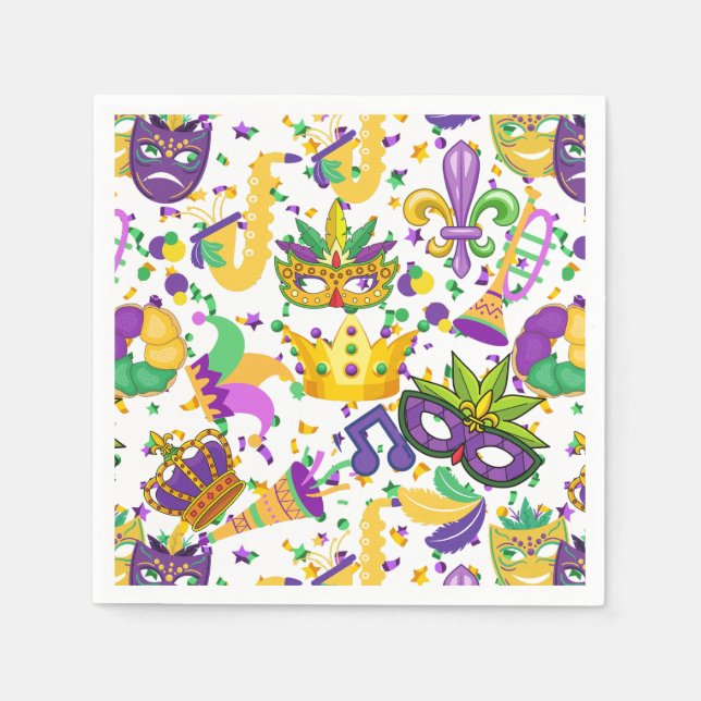 Serviette En Papier Couleurs de Mardi gras (Devant)