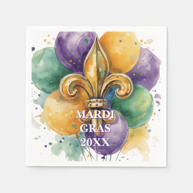 Serviette En Papier Couleurs de Mardi Gras sur mesure élégantes (Devant)