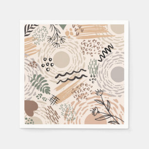 Serviette En Papier Couleurs de terre avec des formes abstraites décor