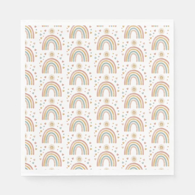 Serviette En Papier Couleurs de terre rétro Aquarelle Arc-en-ciel Moti (Devant)