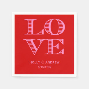 Serviette En Papier Couleurs DIY : Alphabet LOVE Carré Rose Chaud Roug