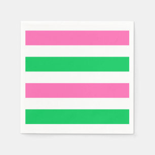 Serviette En Papier Couleurs DIY Rose Chaud Vert Émeraude Rayure Blanc