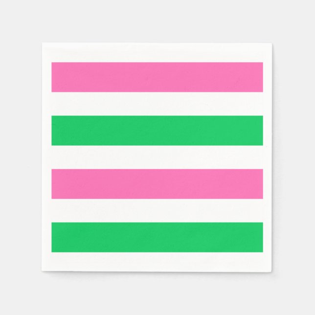 Serviette En Papier Couleurs DIY Rose Chaud Vert Émeraude Rayure Blanc (Devant)