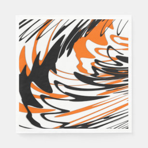 Serviette En Papier Couleurs du Bengale Orange et lignes noires
