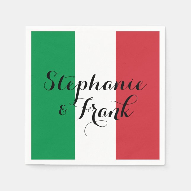 Serviette En Papier Couleurs du drapeau italien pour un mariage (Devant)