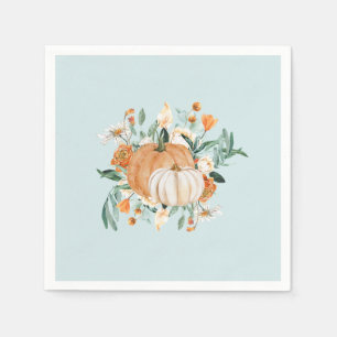 Serviette En Papier Couleurs Florales Citrouilles Bleues,