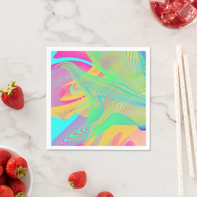 Serviette En Papier COULEURS FLUO - Art Fractal - (En situation)