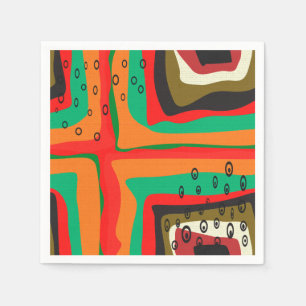 Serviette En Papier Couleurs modernes abstraites et rétro motif ou san