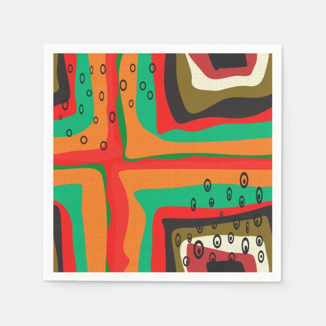 Serviette En Papier Couleurs modernes abstraites et rétro motif ou san (Devant)