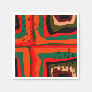 Serviette En Papier Couleurs modernes abstraites et rétro motif ou san