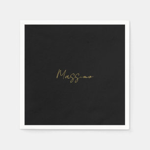 Serviette En Papier Couleurs Or Noir Tendance Moderne Simple Nom Propr