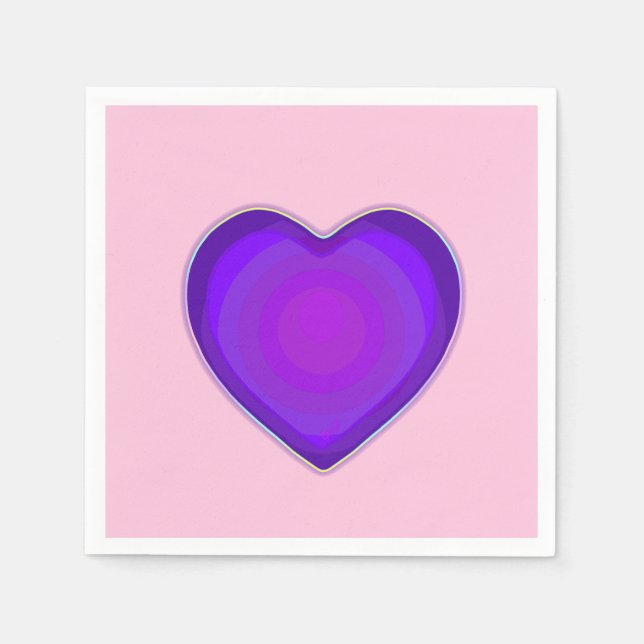 Serviette En Papier Couleurs pastel & coeurs violets battre (Devant)