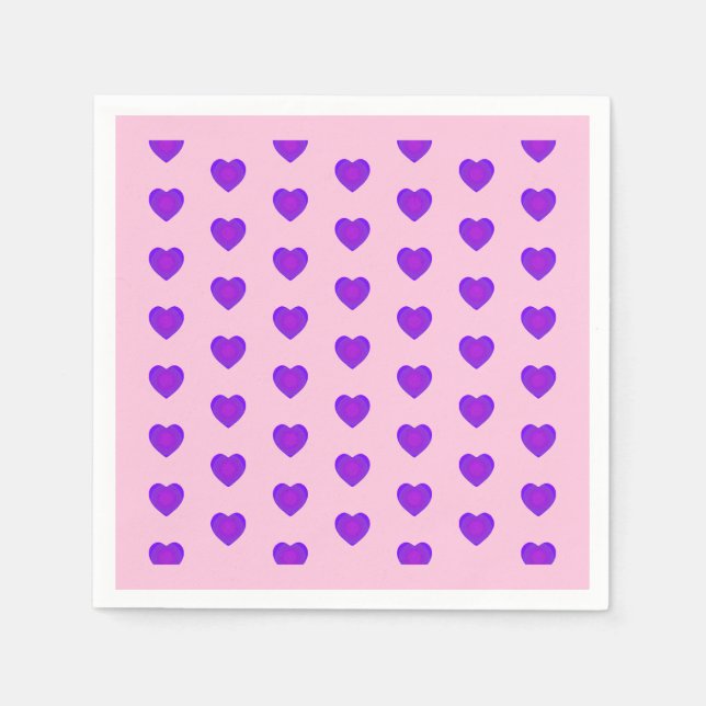 Serviette En Papier Couleurs pastel & coeurs violets battre (Devant)