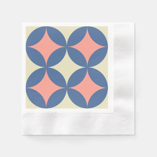 Serviette En Papier Couleurs rétro Mi-Siècle Cercles modernes (Devant)