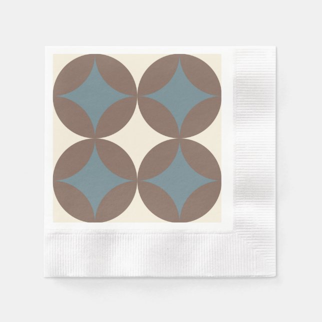 Serviette En Papier Couleurs rétro Mi-Siècle Cercles modernes (Devant)
