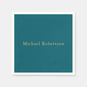 Serviette En Papier Couleurs Turquoise foncé et or Professionnel tenda