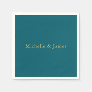 Serviette En Papier Couleurs Turquoise foncé et or Professionnel tenda