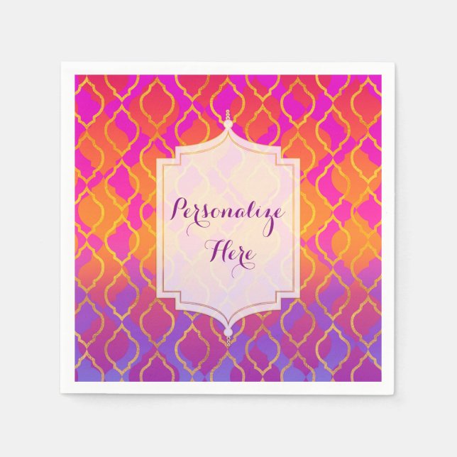 Serviette En Papier Couleurs Vives Arabian Marocain Glam Fête Indienne (Devant)