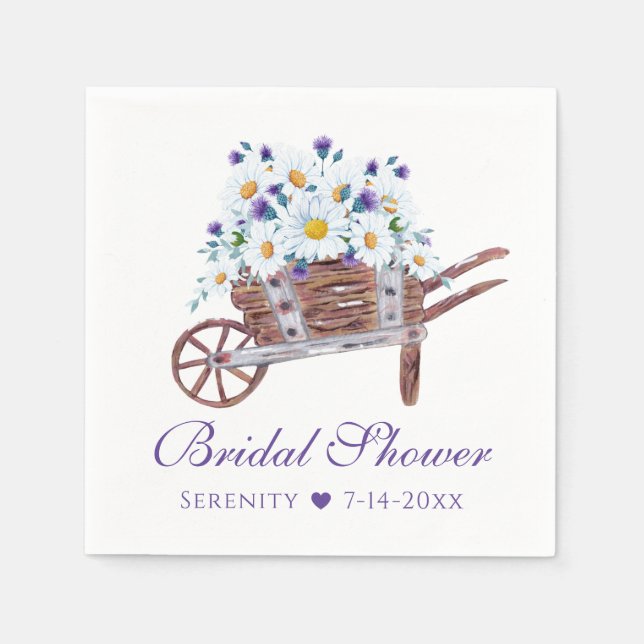 Serviette En Papier Country Daisy Aquarelle Fête des mariées florale (Devant)