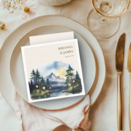 Serviette En Papier Country Lake Twilight Forest Mountain Mariage