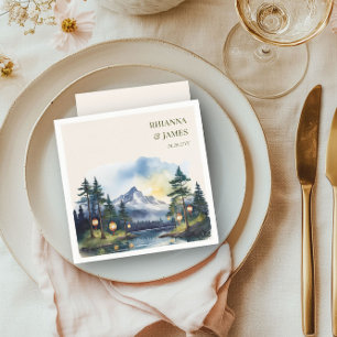 Serviette En Papier Country Lake Twilight Forest Mountain Mariage