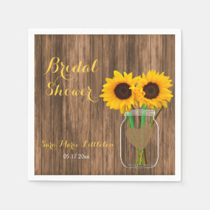 Serviette En Papier Country Sunflower Mason Jar Fête des mariées
